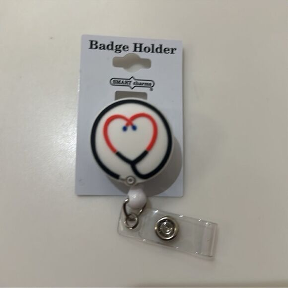 Gift Bundle White Clip-on ID or Key Holder Stethoscope Charm & Pen - Picture 2 of 6